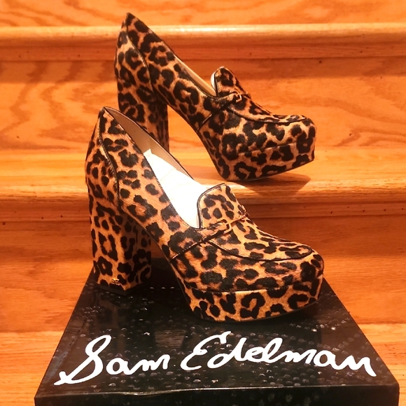 Sam Edelman Shoes - NIB Sam Edelman "Aretha" Leopard Brahma Platform Horsebit Loafers 9M
